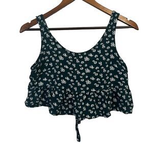 Women's Pacsun LA Hearts Green & White Floral Print Crop Top